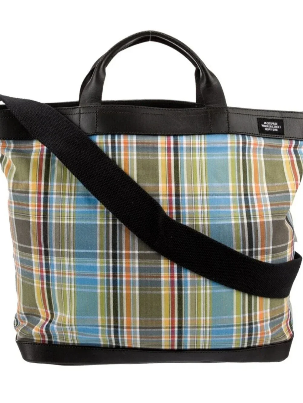 Jack Spade Plaid Fabric Open Tote Bag